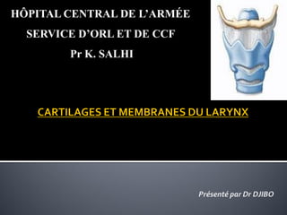 HÔPITAL CENTRAL DE L’ARMÉE
SERVICE D’ORL ET DE CCF
Pr K. SALHI
 