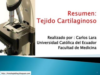 Realizado por : Carlos Lara
Universidad Católica del Ecuador
Facultad de Medicina
http://histologiablog.blogspot.com
1
 