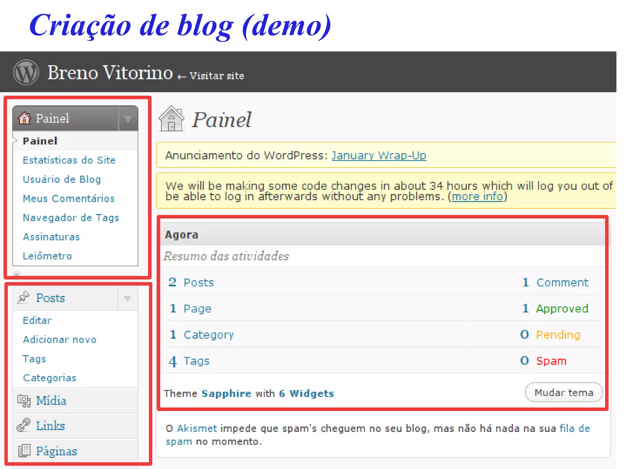 Criação de blog (demo)
 