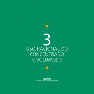 PECUÁRIA
DE BAIXA EMISSÃO DE CARBONO
3USO RACIONAL DO
CONCENTRADO
E VOLUMOSO
 