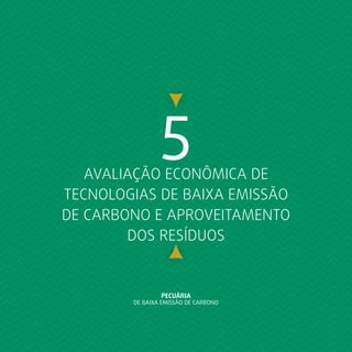 PECUÁRIA
DE BAIXA EMISSÃO DE CARBONO
5AVALIAÇÃO ECONÔMICA DE
TECNOLOGIAS DE BAIXA EMISSÃO
DE CARBONO E APROVEITAMENTO
DOS RESÍDUOS
 