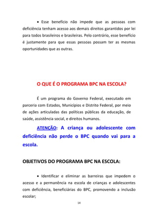 Cartilha BPC na escola, orientação às famílias | PDF