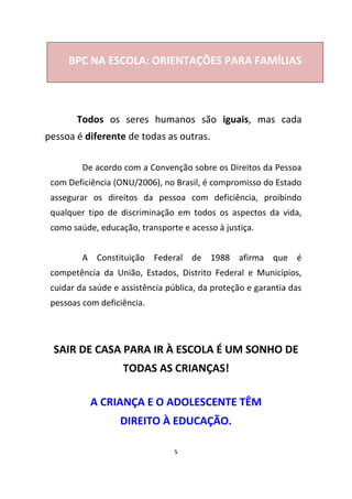 Cartilha BPC na escola, orientação às famílias | PDF