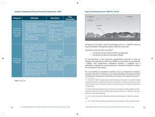 22 LICENCIAMENTO AMBIENTAL DA ATIVIDADE INDUSTRIAL NA REGIÃO METROPOLITANA DE SÃO PAULO - RMSP
23LICENCIAMENTO AMBIENTAL DA ATIVIDADE INDUSTRIAL NA REGIÃO METROPOLITANA DE SÃO PAULO - RMSP
Quadro 3: Categorias da Área de Proteção dos Mananciais – APM.
FONTE : DUSM, 2008
Categoria Definição Restrições
Usos
Permitidos
1ª áreas que
destinadas a
preservação
e proteção
especial
reservatórios (existentes/projetados): fai-o	
xa de 50 m acima do nível máximo defini-
do para concessionária;
rios/córregos contribuintes primários doso	
reservatórios: faixa de 30 m das margens;
rios/córregos contribuintes secundárioso	
dos reservatórios: faixa de 30 m das mar-
gens;
áreas cobertas por mata e todas as formaso	
de vegetação primitiva;
áreas sujeitas às inundações;o	
declives superiores a 60%o	
remoção da cobertura vege-o	
tal
Movimentação de terra (in-o	
clusive empréstimos e bota-
fora)
Ampliação de serviços, obraso	
e edificações existentes /
permanentes
Infiltração de efluente sani-o	
tário (nas faixas dos reserva-
tórios, rios e córregos)
Intensidade de processoso	
produtivos de estabeleci-
mentos industriais
Lazer, recreação, obras e
edificações destinadas a
proteçãodosmananciais,
regularização de vazões,
controle de cheias e pe-
quenas obras (pontões
de pesca e pequenos an-
coradouros).
2ª áreas mais
apropriadas à
ocupação
Classe A - áreas urbanizadas - áreas urbani-o	
zadas dos municípios em 1974. A área míni-
ma do lote é de 500m2
e o número máximo
de ocupantes deve ser igual a 50 habitantes
a cada 10.000m2
.
Classe B - área de expansão urbana - faixao	
de expansão urbana (calculadas equidis-
tantemente ao redor das faixas da classe
A). As áreas mínimas dos lotes são 1.300 e
1.500m2
e o número máximo de ocupantes
é de 34 ou 25 habitantes a cada 10.000m2
com correspondência para o tamanho do
lote.
Classe C - área de maior restrição à ocupa-o	
ção - áreas com características rurais. Pos-
suem uma escala decrescente de número
de habitantes a cada 10.000m2
, que está
relacionada com a área mínima do lote.
Quanto mais distante da área urbana e mais
próximo do manancial, menor deve ser o
número de habitantes e maior o tamanho
do lote (entre 1.750 e 7.500m2
).
conforme a Taxa de ocupa-o	
ção, coeficiente de aproveita-
mento e área permeável
Somente indústrias classifica-o	
das na Categoria ID
Comércio atacadistao	
Hospitais e sanatórios como	
tratamento de doenças infec-
to-contagiosas
Controle de uso, armazena-o	
mento, disposição dos re-
síduos e embalagens e das
técnicas de difusão de agro-
tóxicos e defensivos agrícolas
(pulverização por aeronaves)
Residencial, industrial,
comercial, serviços, ins-
titucional, lazer, hortifru-
tícolas, extração vegetal,
florestamento, parcela-
mento do solo e mine-
ração
Figura 5: Parâmetros da Lei nº 898/75 e 1172/76
No Estado de São Paulo, a partir da promulgação da Lei nº 9.866/979
tornou-se
possível estabelecer leis específicas para os diferentes mananciais.
Atualmente existem duas leis específicas10
:
Lei Específica da Bacia do Reservatório Guarapiranga•	 11
Lei Específica da Bacia do Reservatório Billings•	 12
As Leis Específicas e seus respectivos regulamentos instituíram as Áreas de
Proteção e Recuperação dos Mananciais (APRM) nos reservatórios da Guarapiranga
e Billings. Esses regulamentos estabelecem diretrizes e condições para a
implantação, ampliação de empreendimentos e atividades localizadas nas bacias
dos reservatórios mencionados.
No caso específico das atividades industriais, essas Leis estabelecem restrições e
proibições específicas, sobretudo no que tange às tipologias industriais permitidas;
ao tratamento e lançamento de efluentes; e aos índices de ocupação dos terrenos.
9  Lei Estadual nº 9.866/97 - abrange todos os mananciais do Estado, denominando-os como Área de Proteção
e Recuperação de Mananciais (APRM). Essa Lei prevê em seu artigo 18 que: “As APRMs, suas Áreas de Intervenção e
respectivas diretrizes e normas ambientais e urbanísticas de interesse regional serão criadas através de lei estadual
“ (Leis Específicas)".
10  À época da elaboração dessa publicação encontrava-se em tramitação na Assembléia Legislativa do estado
de São Paulo o Projeto de Lei sobre a Lei Específica da Bacia do Juqueri Cantareira, e em elaboração a proposta de
lei da Bacia do Cotia e do Tietê Cabeceiras.
11  Lei nº 12.233, de 16 de janeiro de 2006, regulamentada pelo Decreto Estadual nº 51.686 de 22 de março de
2007.
12  Lei nª 13.579, de 13 de julho de 2009, regulamentada pelo Decreto Estadual nª 5342 de 13 de janeiro de 2010.
 