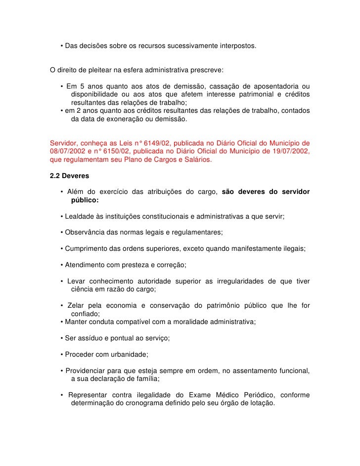 Cartilha De Direitos E Deveres Dos Servidores Prefeitura 