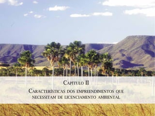 CAPÍTULO II
CARACTERÍSTICAS DOS EMPREENDIMENTOS QUE
NECESSITAM DE LICENCIAMENTO AMBIENTAL
 