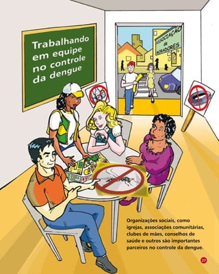 Organizações sociais, como
igrejas, associações comunitárias,
clubes de mães, conselhos de
saúde e outros são importantes
parceiros no controle da dengue.
27
 
