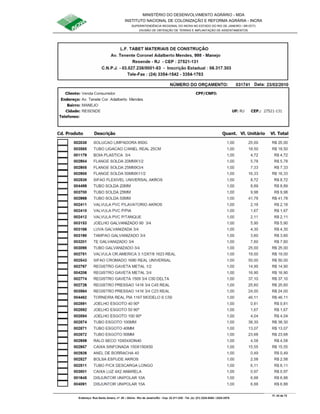 MINISTÉRIO DO DESENVOLVIMENTO AGRÁRIO - MDA
INSTITUTO NACIONAL DE COLONIZAÇÃO E REFORMA AGRÁRIA - INCRA
SUPERINTENDÊNCIA REGIONAL DO INCRA NO ESTADO DO RIO DE JANEIRO / SR-07(T)
DIVISÃO DE OBTENÇÃO DE TERRAS E IMPLANTAÇÃO DE ASSENTAMENTOS
Fl. 43 de 72
Endereço: Rua Santo Amaro, nº. 28 – Glória - Rio de Janeiro/RJ - Cep: 22.211-230 - Tel. (s): (21) 2224-6363 / 2224-3579.
 