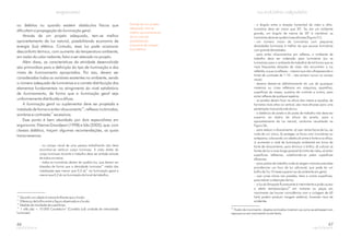 ou defeitos ou quando existem obstáculos físicos que
dificultam a propagação da iluminação geral.
Através de um projeto adequado, tem-se melhor
aproveitamento da luz natural, possibilitando economia de
energia (luz) elétrica. Contudo, essa luz pode ocasionar
desconforto térmico, com aumento da temperatura ambiente,
em razão do calor radiante, fator a ser relevado no projeto.
Além disso, as características da atividade desenvolvida
são primordiais para a definição do tipo de iluminação e dos
níveis de iluminamento apropriados. Por isso, devem ser
consideradas todas as variáveis existentes no ambiente, sendo
o número adequado de luminárias e a correta distribuição dos
elementos fundamentais no atingimento do nível satisfatório
de iluminamento, de forma que a iluminação geral seja
uniformemente distribuída e difusa.
A iluminação geral ou suplementar deve ser projetada e
instalada de forma a evitar ofuscamento , reflexos incômodos,
sombras e contrastes excessivos.
Esse ponto é bem abordado por dois especialistas em
ergonomia: Etienne Grandjean (1998) e Iida (2005) que, com
clareza didática, traçam algumas recomendações, as quais
transcrevemos:
16
17
,
- no campo visual de uma pessoa trabalhando não deve
encontrar-se nenhum corpo luminoso. A visão direta do
corpo luminoso durante o trabalho deve ser evitada através
de todos os meios;
- todas as luminárias devem ter quebra-luz, que devem ser
dosadas de forma que a densidade luminosa média das
instalações seja menor que 0,3 sb na iluminação geral e
menor que 0,2 sb na iluminação do local de trabalho;
18
19
16.
17.
18.
19. 2
Quando um objeto é menos brilhante que o fundo.
Diferença de brilho entre a figura observada e o fundo.
Medida da claridade de superfícies.
1 siltb (sb) = 10.000 Candela/m (Candela (cd) unidade de intensidade
luminosa).
Através de um projeto
adequado, tem-se
melhor aproveitamento
da luz natural,
possibilitando
economia de energia
(luz) elétrica.
66
- o ângulo entre a direção horizontal da visão e olho-
luminária deve ser maior que 30 . Se, em um ambiente
grande, um ângulo de menos de 30 é inevitável, as
luminárias deve ter quebra luzes eficazes (Figura 51);
- um número maior de luminárias com pequenas
densidades luminosas é melhor do que poucas luminárias
com grande densidades;
- para evitar ofuscamentos por reflexos, o ambiente de
trabalho deve ser ordenado para luminárias (ou as
luminárias para o ambiente de trabalho) de tal forma que as
mais frequentes direções de visão não encontrem a luz
refletida, e que os reflexos – mesmo que não ultrapassando o
limite de contraste de 1:10 – não entrem nunca no campo
visual;
- deveria desistir-se definitivamente do uso de quaisquer
materiais ou cores refletoras em máquinas, aparelhos,
superfícies de mesas, quadros de controle e outros, para
evitar reflexos de qualquer espécie;
- as janelas devem ficar na altura das mesas e aquelas, de
formatos mais altos na vertical, são mais eficazes para uma
penetração mais profunda da luz;
- a distância da janela e do posto de trabalho não deve ser
superior ao dobro da altura da janela, para o
aproveitamento da luz natural, conforme visualizado na
Figura 56;
- para reduzir o ofuscamento: a) usar vários focos de luz, ao
invés de um único; b) proteger os focos com luminárias ou
anteparos, colocando um obstáculo entre a fonte e os olhos;
c) aumentar o nível de iluminação ambiental em torno da
fonte de ofuscamento, para diminuir o brilho; d) colocar as
fontes de luz o mais longe possível da linha de visão; e) evitar
superfícies refletoras, substituindo-as pelas superfícies
difusoras;
- para postos de trabalho onde se exigem maiores precisões
providenciar um foco de luz adicional, que pode ter um
brilho de 3 a 10 vezes superior ao do ambiente em geral;
- usar cores claras nas paredes, tetos e outras superfícies,
para reduzir a absorção da luz;
- a luz da lâmpada fluorescente é intermitente e pode causar
o efeito estroboscópico em motores ou peças em
movimento (se houver coincidência com a ciclagem de 60
hertz podem produzir imagem estática), havendo risco de
acidentes.
o
o
20
20.
Ilusão de movimento: objetos animados mostram-se como se estivessem em
repouso ou em movimento muito lento.
67
 