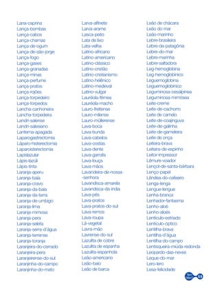 55
Lana-caprina
Lança-bombas
Lança-cabos
Lança-chamas
Lança-de-ogum
Lança-de-são-jorge
Lança-fogo
Lança-gases
Lança-granadas
Lança-minas
Lança-perfume
Lança-pratos
Lança-rojões
Lança-torpedeiro
Lança-torpedos
Lancha-canhoneira
Lancha-torpedeira
Landri-salense
Landri-salesiano
Lanterna-apagada
Laparogastrectomia
Láparo-histerectomia
Laparoisterectomia
Lapislazular
Lápis-lazúli
Lápis-tinta
Laranja-aperu
Laranja-baía
Laranja-cravo
Laranja-da-baía
Laranja-da-terra
Laranja-de-umbigo
Laranja-lima
Laranja-mimosa
Laranja-pera
Laranja-seleta
Laranja-serra-d’água
Laranja-terrense
Laranja-toranja
Laranjeira-do-cerrado
Laranjeira-pera
Laranjeirense-do-sul
Laranjinha-do-campo
Laranjinha-do-mato
Larva-alfinete
Larva-arame
Lasca-peito
Lata de lixo
Lata-velha
Latino-africano
Latino-americano
Latino-clássico
Latino-cristão
Latino-cristianismo
Latino-helênico
Latino-medieval
Latino-vulgar
Lauréola-fêmea
Lauréola-macho
Lauro-freitense
Lauro-milense
Lauro-müllerense
Lava-boca
Lava-bunda
Lava-cabelos
Lava-costas
Lava-dente
Lava-garrafa
Lava-louça
Lava-mãos
Lavandeira-de-nossa-
-senhora
Lavandisca-amarela
Lavandisca-da-índia
Lava-pés
Lava-pratos
Lava-pratos-do-sul
Lava-remos
Lava-roupa
Lã-vegetal
Lavra-mão
Lavrense-do-sul
Lazulita de cobre
Lazulita de espanha
Lazulita-espanhola
Leão-americano
Leão-baio
Leão de barca
Leão de chácara
Leão do mar
Leão-marinho
Lebre-brasileira
Lebre-da-patagônia
Lebre-do-mar
Lebre-marinha
Lebre-saltadora
Leg-hemoglobina
Leg-hemoglobínico
Leguemoglobina
Leguemoglobínico
Leguminosa-cesalpínea
Leguminosa-mimósea
Leite-creme
Leite-de-cachorro
Leite de camelo
Leite-de-coajinguva
Leite-de-galinha
Leite-de-gameleira
Leite de onça
Leiteira-brava
Leiteira-de-espinho
Leitor-impressor
Lêmure-voador
Lençol-de-santa-bárbara
Lenço-papel
Lêndea-do-cafeeiro
Lenga-lenga
Lengue-lengue
Lenha-branca
Lenhador-fantasma
Lenho-aloé
Lenho-aloés
Lentículo-estriado
Lentículo-óptico
Lentilha-brava
Lentilha-d’água
Lentilha-do-campo
Lentisqueira-miúda-redonda
Leopardo-das-neves
Leque-do-mar
Lero-lero
Lesa-felicidade
 