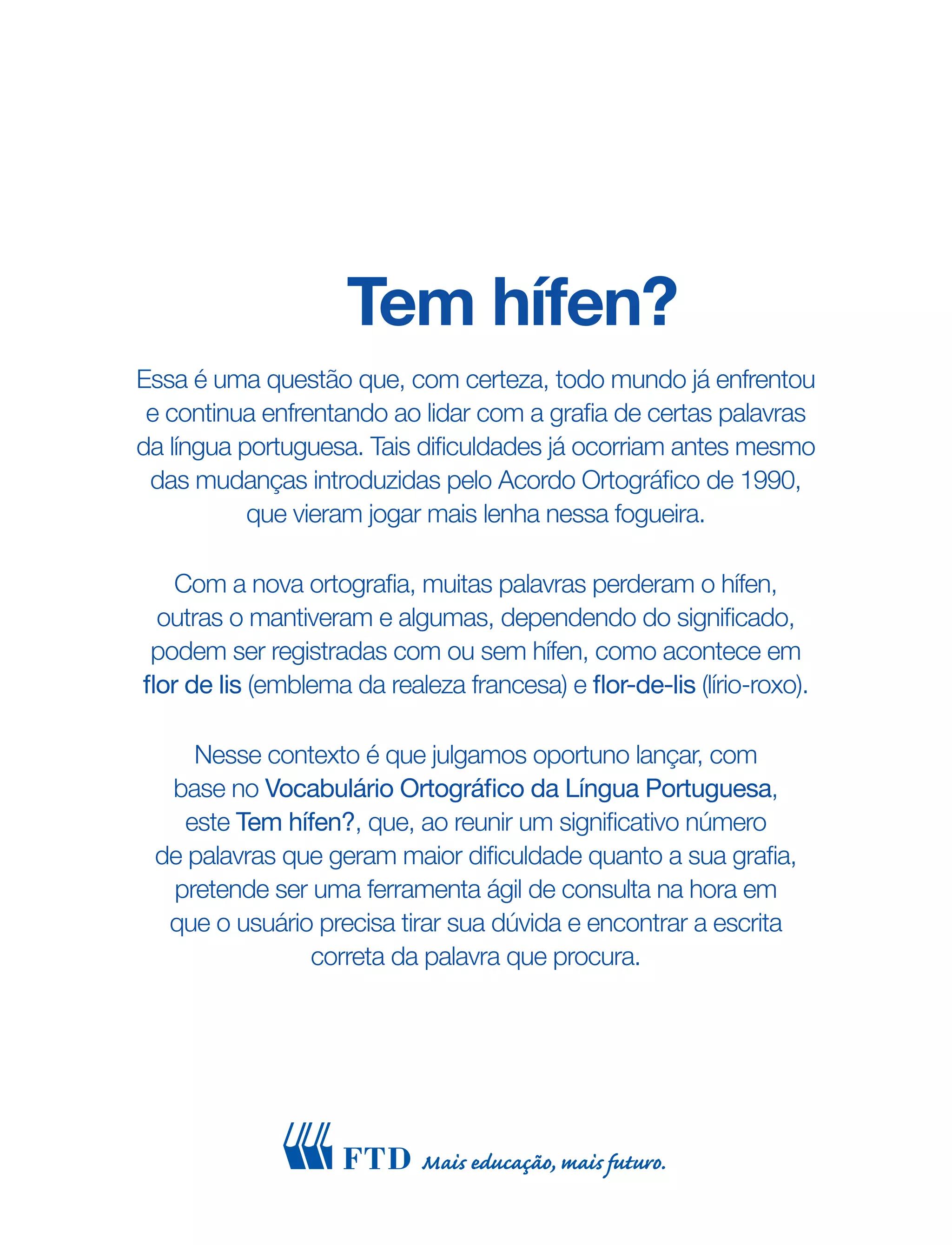 Cartilha tem hífen da FTD | PDF