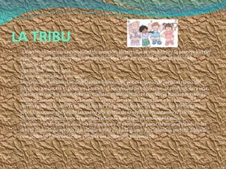LA TRIBU
  Objetivo: fomentar la capacidad de reacción, desarrollar el equilibrio y la percepción del
 espacio, al mismo tiempo que toman conciencia de un control postural adecuado.
 Material: pandero.
 Intensidad: media-baja.
 Tiempo estimado: 10 minutos.
 Descripción: los niños se desplazarán libremente por el espacio de juego al ritmo del
 pandero que tocará el profesor. Cuando el sonido del pandero cese, el profesor dará una
 indicación que los niños deberán realizar, manteniendo el equilibrio hasta que vuelva a
 sonar de nuevo el pandero. Ejemplo: “apoyar en el suelo las manos y los pies, con las
 piernas estiradas, sólo la mano derecha y el pie izquierdo, las dos manos y levantar una
 pierna, sentarse apoyando las mano por detrás de la espalda levantando el cuerpo…”.
 Normas: deben mantener la postura indicada hasta que se reanude la música.
 Variantes: se dividirá la clase en dos grupos y el profesor al parar de tocar el pandero les
 dirá el número de apoyos que puede haber en cada grupo. Los alumnos podrán adoptar
 una posición libremente que cumpla los requisitos propuestos
 