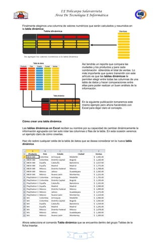 Cartilla de excel 10 grado | PDF