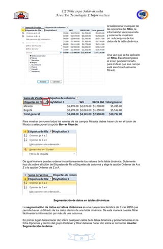 Cartilla de excel 10 grado | PDF