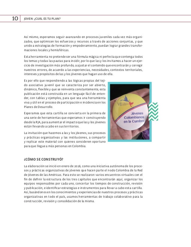 Joven ¿Cuál es tu plan? Cartilla de herramientas para la incidencia