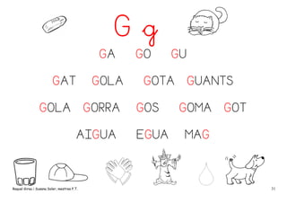 Gg
GA
GAT

GOLA

GOLA

GORRA
AIGUA

Raquel Girau i Susana Soler, mestres P.T.

GO

GU

GOTA
GOS
EGUA

GUANTS
GOMA

GOT

MAG

31

 