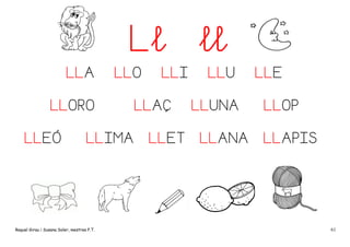 Ll
LLA
LLORO
LLEÓ

LLO

LLAÇ

LLIMA

Raquel Girau i Susana Soler, mestres P.T.

LLI

LLET

ll
LLU
LLUNA
LLANA

LLE
LLOP
LLAPIS

61

 