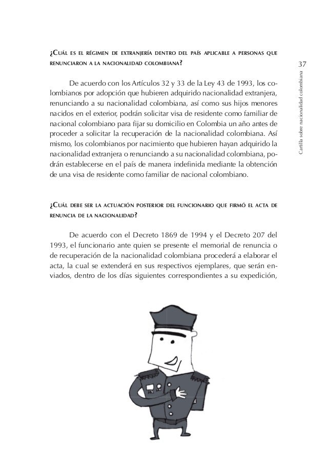 Cartilla sobre la Nacionalidad Colombiana