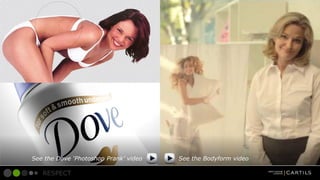See the Dove Photoshop Prank video

RESPECT

See the Bodyform video

 