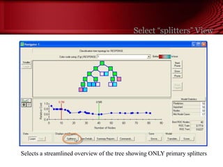 Select ―splitters‖ View
Selects a streamlined overview of the tree showing ONLY primary splitters
© Copyright Salford Systems 2013
 