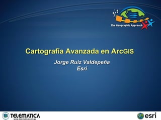 Cartografía Avanzada en ArcGIS
                        Jorge Ruiz Valdepeña
                                Esri




www.telematica.com.pe
 