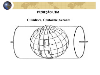 PROJEÇÃO UTM
Cilíndrica, Conforme, Secante
 