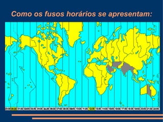 Como os fusos horários se apresentam:
 