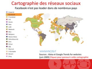 Cartographie des réseaux sociauxFacebook n’est pas leader dans de nombreux pays<br />Sources : Alexa et Google Trends for ...