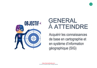 https://learnwithsylla.com
© 2019 Dr, Ibrahima Sylla, Partage autorisé
3
GENERAL
À ATTEINDRE
Acquérir les connaissances
de base en cartographie et
en système d’information
géographique (SIG)
 