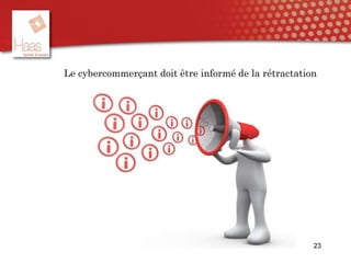 23
Le cybercommerçant doit être informé de la rétractation
 