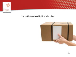 24
La délicate restitution du bien
 