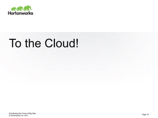 © Hortonworks Inc. 2011
To the Cloud!
Architecting the Future of Big Data
Page 19
 