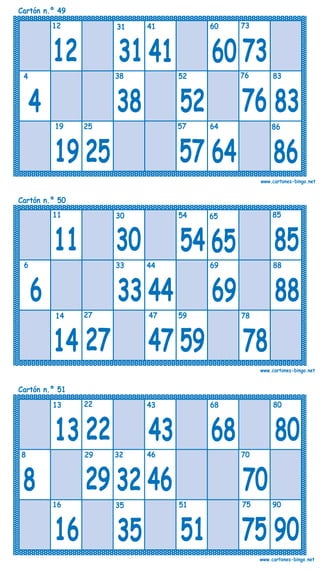 Cartones bingo-90-bolas