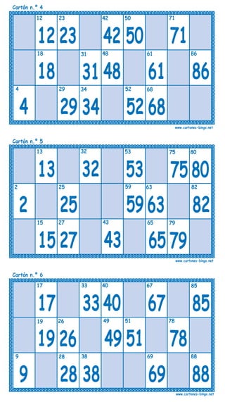 Cartones bingo-90-bolas