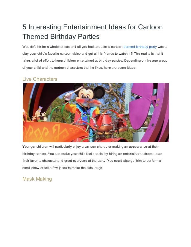 Cartoon Themed Birthday Party Ideas