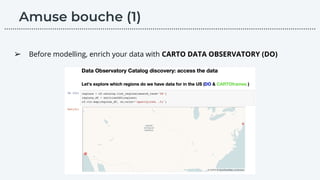 ➢ Before modelling, enrich your data with CARTO DATA OBSERVATORY (DO)
………………………………………………………………………………………………………….………………….…...
 
