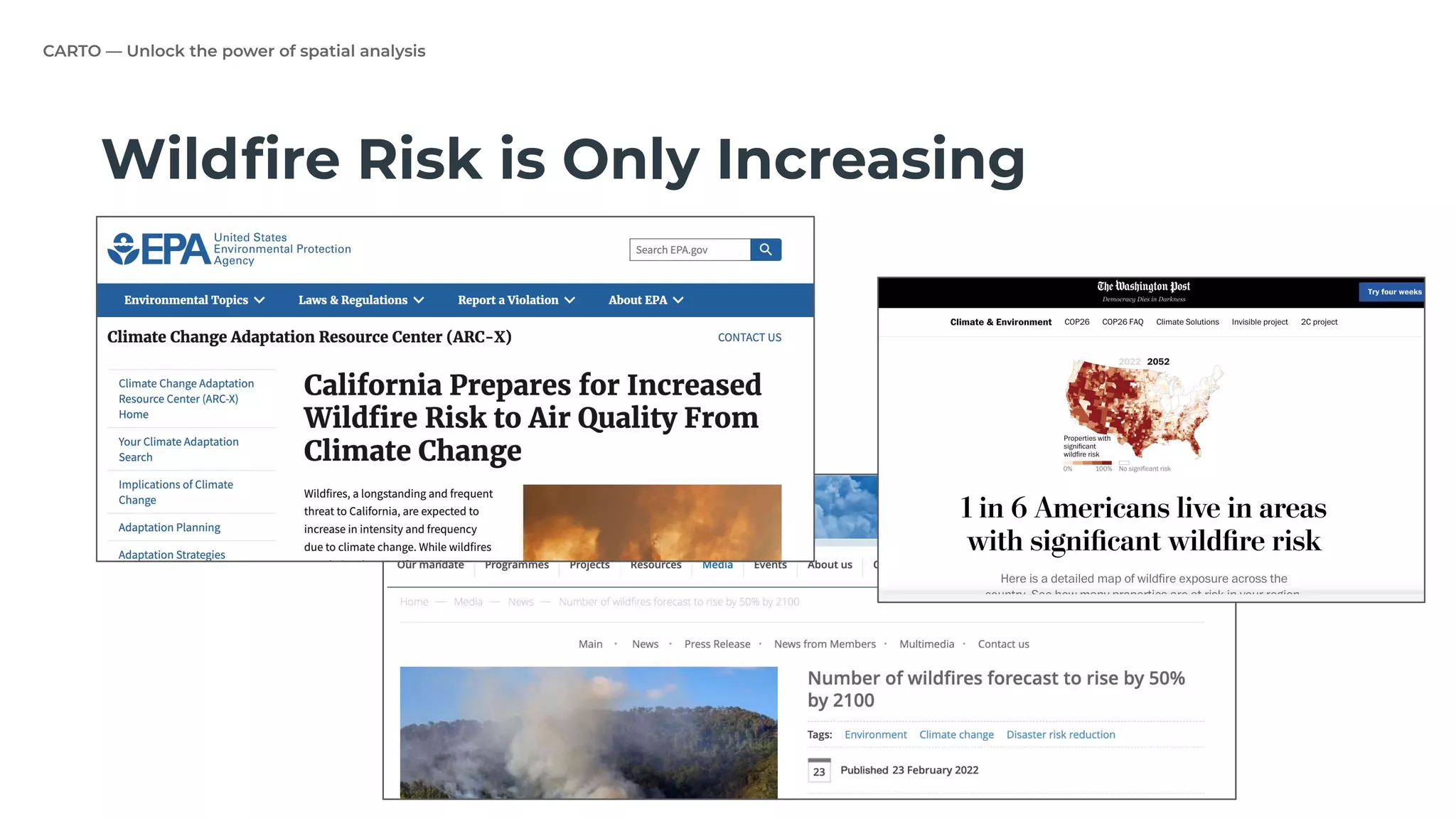 CARTO — Unlock the power of spatial analysis
Wildﬁre Risk is Only Increasing
 