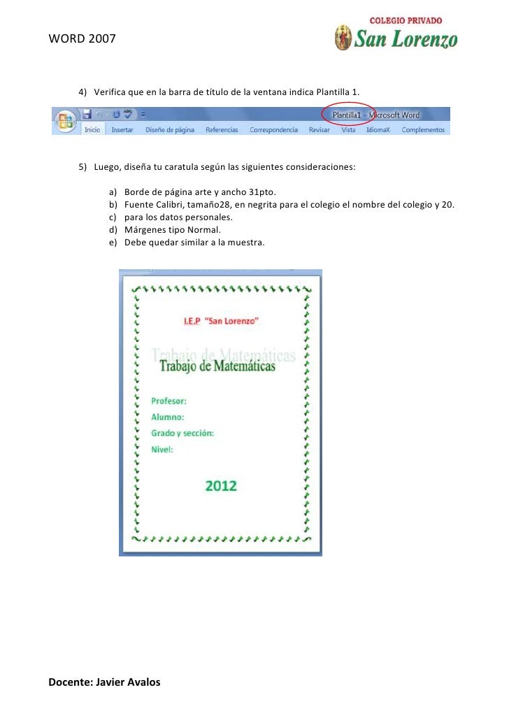 Carátula personal (plantillas, creacion de ecuaciones)