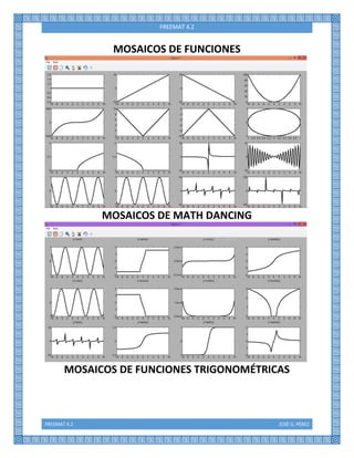 FREEMAT 4.2 JOSÉ G. PÉREZ
FREEMAT 4.2
MOSAICOS DE FUNCIONES
MOSAICOS DE MATH DANCING
MOSAICOS DE FUNCIONES TRIGONOMÉTRICAS
 