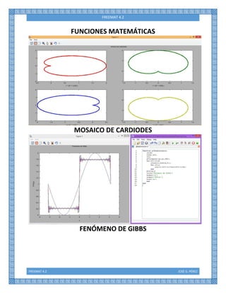 FREEMAT 4.2 JOSÉ G. PÉREZ
FREEMAT 4.2
FUNCIONES MATEMÁTICAS
MOSAICO DE CARDIODES
FENÓMENO DE GIBBS
 