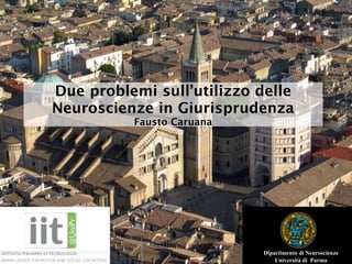 Due problemi sull’utilizzo delle
Neuroscienze in Giurisprudenza
          Fausto Caruana




                           Dipartimento di Neuroscienze
                               Università di Parma
 