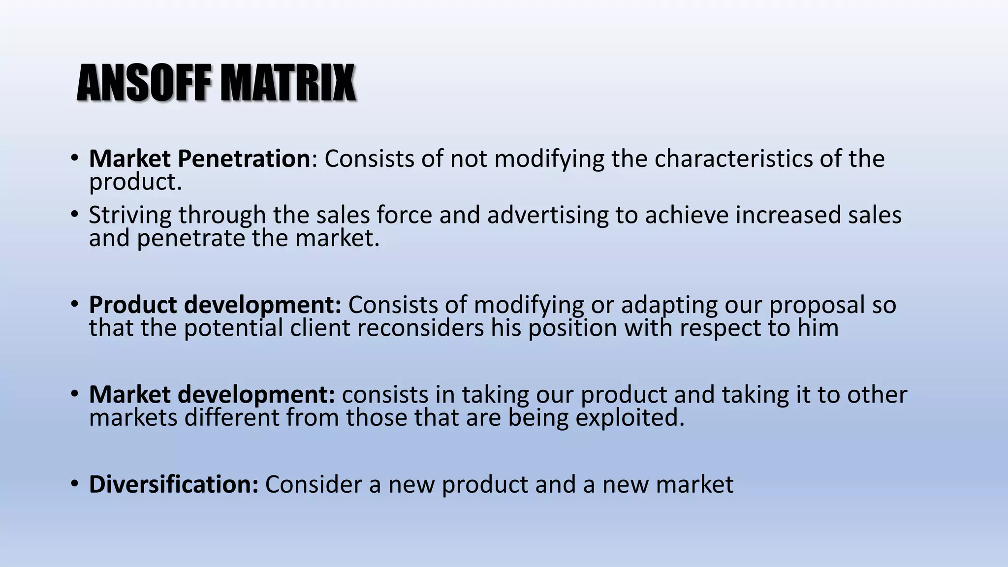 The Ansoff Matrix Strategic planning | PPTX