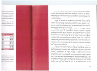 ila p:11:1ü pavamcnto da
1<:íl11tf: aos gastos com a
p1·d1!m a materialização
iO cstadu.d e obrigado a
I•'11!:1li:f;t1 tnvestimentos
i1 t,u:fifl.
~c1~1111 11m desempenho
~ fc!t<: mus federais em
ikli da rl'ccita total em
iHl4
1>0·1
7011
VPE RECEBIDO
497.140
596.227
700.926
863.216
903.776
995.768
1.059.307
1.379.240
1.597.841
8.593.441
d1 lt•vnc1ro ele 2008, a
p11L1'1 tl'lt.•r('ntcs ao ano
j:c11dt111rnr que Alagoas
~11111k lkcslruturação e
Segundo análise da própria Sefaz, o estoque de dívida (R$ 6,2 bilhões)
está fora dos parâmetros tidos como aceitáveis, levando-se em conta a
relação da dívida total com a receita corrente liquida, continuando o Estado
com dificuldades para contrair empréstimos junto a organismos públicos ou
a outras instituições.
Apesar da elevação da arrecadação do principal tributo estadual,
resultado do crescimento econômico e da própria ação fiscal, o Estado
continua sem capacidade de financiamento com recursos próprios. Essa é
uma das razões do desequilíbrio fiscal que permanece por anos seguidos,
sendo as despesas maiores que as receitas.
O Estado de Alagoas, a despeito de não ter concedido nenhum
aumento geral para os funcionários públkos estaduais, continua
extrapolando o limite de 60% dos gastos da receita líquida com a folha de
pessoal determinado pela Leide Responsabilidade Fiscal / LRFe, mais grave,
continua ultrapassando o limite de 3% da receita líquida com o Poder
Legislativo, que está consumindo 4,5%, em 2007. Nesse caso, o Estado de
Alagoas conta com a benevolência do Tribunal de Contas, que não procura
enquadrar os Poderes Executivo e Legislativo nas normas federais, e com a
compreensão do G-overno federal em não suspender os repasses voluntários
para Alagoas, como exige a LRF.
Enfim, o programa de reajuste em Alagoas não atingiu seus objetivos
porque a dívida total mais que duplicou; a dívida federalizada cresceu em
300%; o pagamento do serviço dessa divida é maior que todo o gasto com
custeio e investimento; a receita própria é sempre menor que as
transferências federais e a arrecadação de ICMS é sempre menor que o valor
do FPF., e não cobre sequer a folha de pessoal. No mesmo sentido, os gastos
com a folha de pessoal ultrapassam a Lei de Responsabilidade Fiscal e não
conseguem enquadrar a relação da sua Receita Líquida com a Dívida Líquida,
nos parâmetros exigidos pelo Senado Federal, cujo limite é de 200% maior e
Alagoas tem, hoje, uma relação de 224%. Se os dados são esses, há que
43
~
 