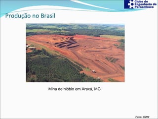 Produção no Brasil Fonte: DNPM   Mina de nióbio em Araxá, MG 