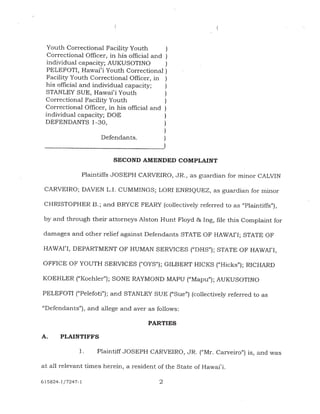 Hawaii Youth Correctional Facility lawsuit