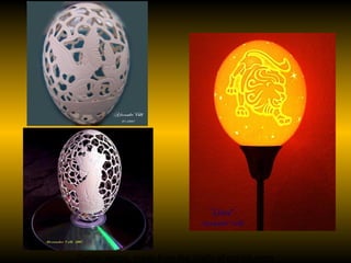 Zodiac lamps, made from the shells of ostrich eggs 
