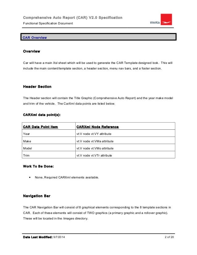 report specification template car report xsl specification report specification template car report xsl specification