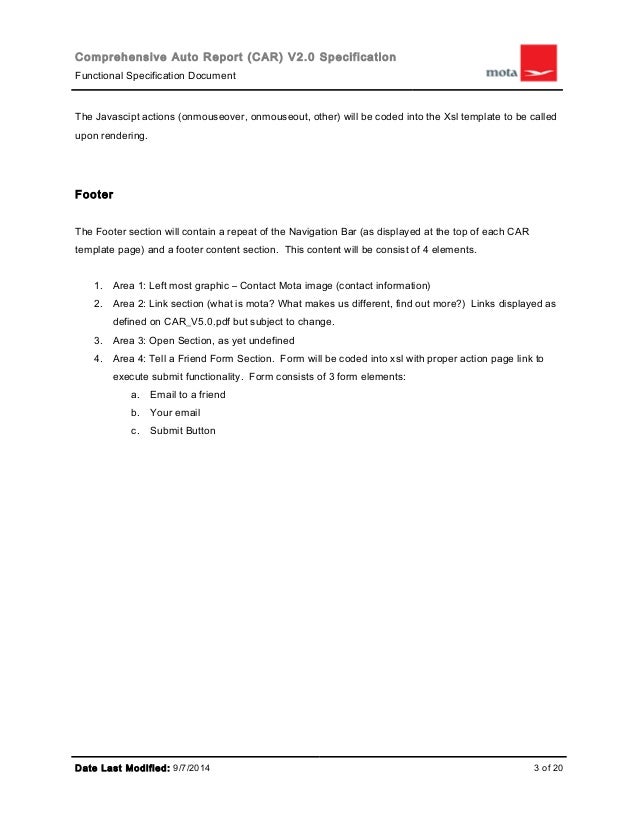 CAR Report xsl specification