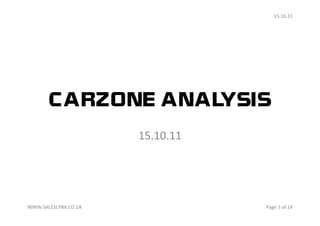 15.10.11




       CARZONE ANALYSIS
                      15.10.11




WWW.SALESLYNX.CO.UK              Page 1 of 14
 