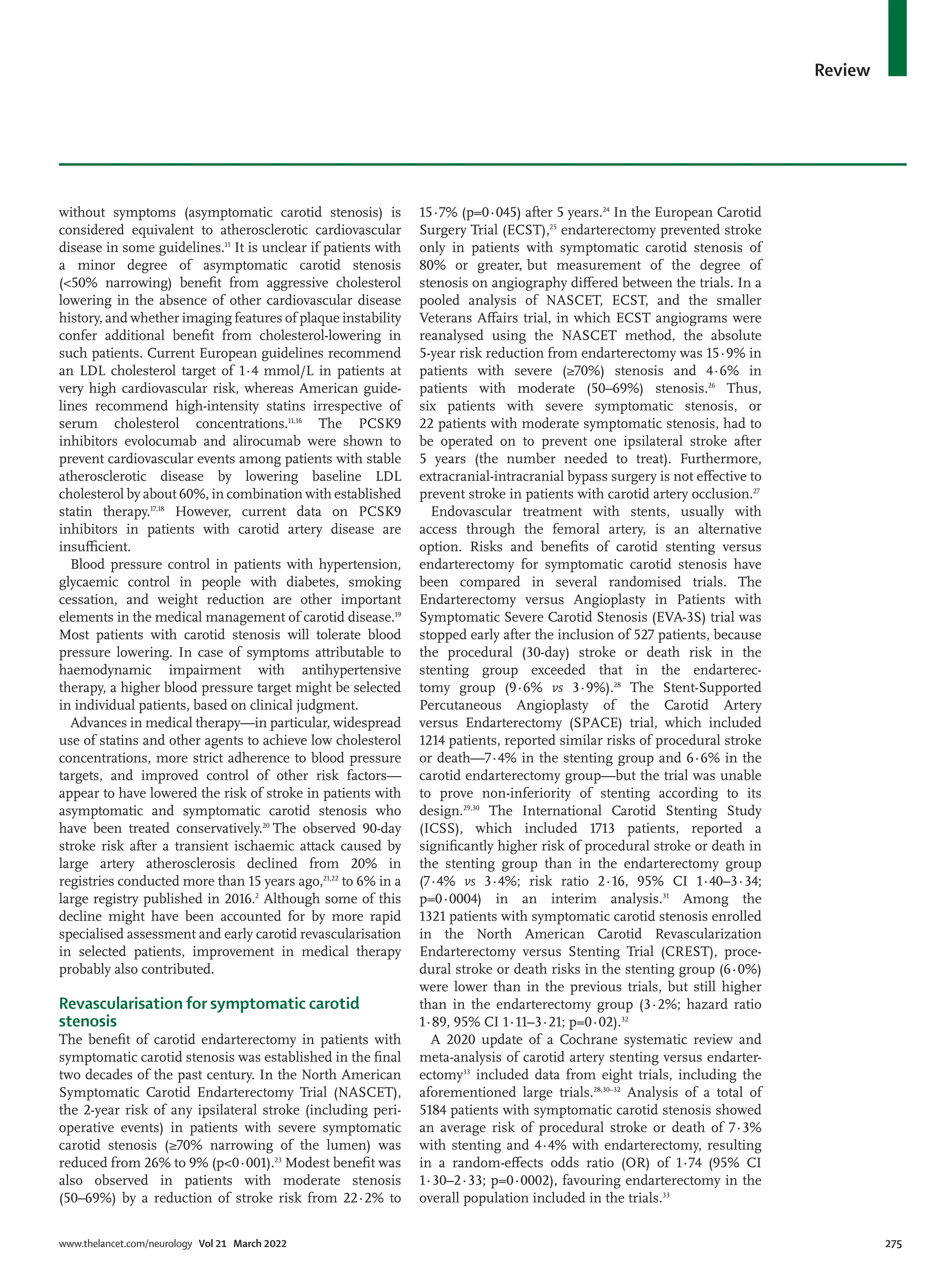 Management of carotid artery atherosclerosis | PDF